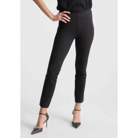 Quince Ultra-Stretch Ponte Pintuck Ankle Pants black small - Picture 1 of 11